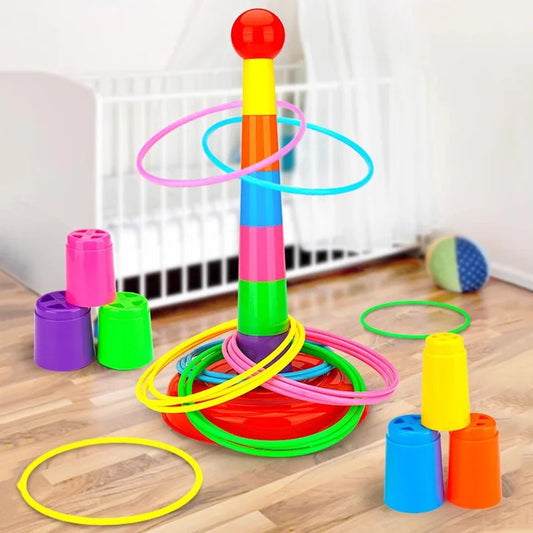 Fun Throw Circle Multiplayer Party Game Toys Colorful Indoor Outdoor Parent-Child Interactive Stacked Layers Game Toys for Kids