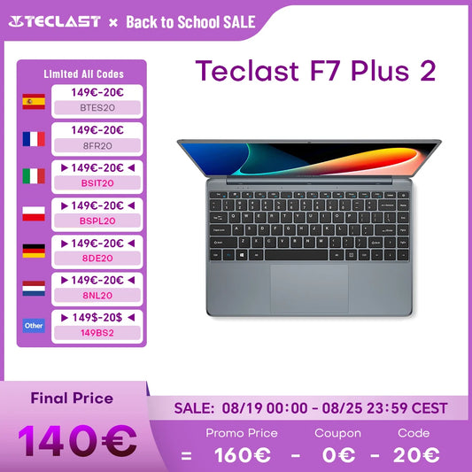 TECLAST F7 Plus 2 Laptop 14.1 Inch 1920X1080 8GB RAM 256GB SSD for Intel Gemini Lake Refresh Windows 11 Notebook