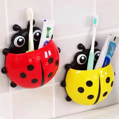 1pc Cute Suction Cup Toothbrush Holder,Creative Seven-Star Ladybug Pen Storage Holders,Children Brush Teeth Bathroom Accessories