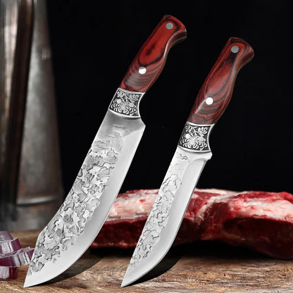 Kitchen Boning Knife Chef Butcher Meat Cleaver Stainless Steel Fruit Paring Knife Cut Meat Pork Beef Fish Cutting Wood Handle