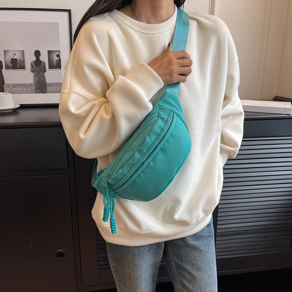 Chest Bag Banana bag for Women Sling Crossbody Waist Pack Canvas Running Waist Bag Casual Fanny Packs Sport Half Moon Belt Bag