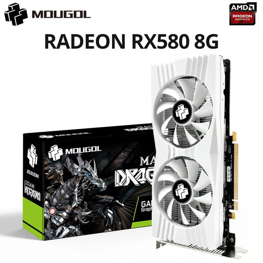 MOUGOL Original Radeon RX580 8G Graphics Card GDDR5 Memory Video Gaming Card PCIE3.0x16 DVI DP for Desktop Computer AMD Card