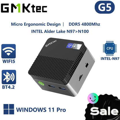 GMKtec G5 n97 mini pc Intel 12th N97 Windows 11 Pro Desktop DDR5 4800MT/s M.2 2242 SATA WiFi5 BT4.2 Protable diy gaming computer