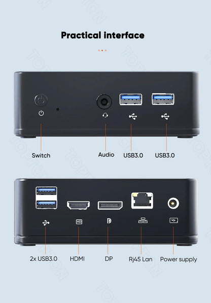 Topton 2023 New Mini PC AMD Ryzen 7 3750H 5 3550H Barebone Computer Windows 11 2xDDR4 NVMe Gaming PC Dual 4K UHD HTPC WiFi