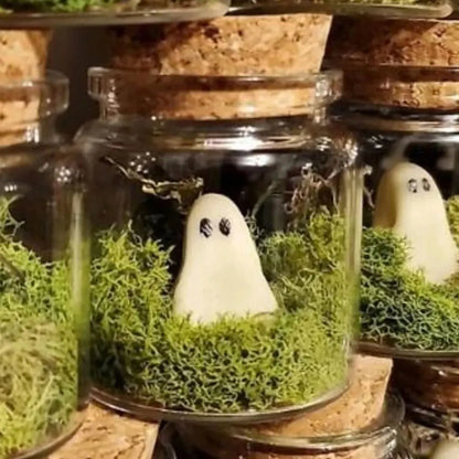 Halloween Decorations Charming Mini Cute Ghost In Jar with Moss Glow-In-The-Dark Pet Ghosts Figurine for Home Party Decor 2024