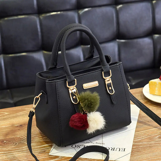 PU Leather Ladies HandBags Women Vintage Purse Plush Tassel Messenger Bags Tote Boston Shoulder Crossbody Bag