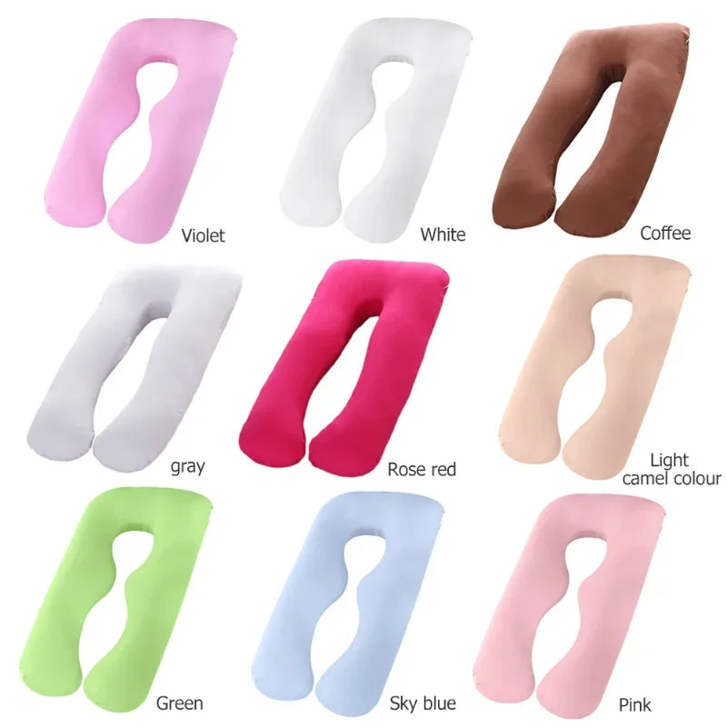 Pregnant Women Long Pillow Soft Pure Cotton Waist Support Backrest U-shaped Cushion Multifunctional Full Body Maternity Pillow