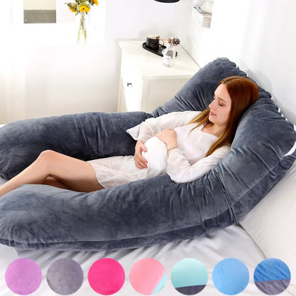 140x80cm 2600g 5.7lb Soft Pregnant Pillow U Type Lumbar Pillow Multi Function Side Protect Cushion for Pregnancy Women  velvet