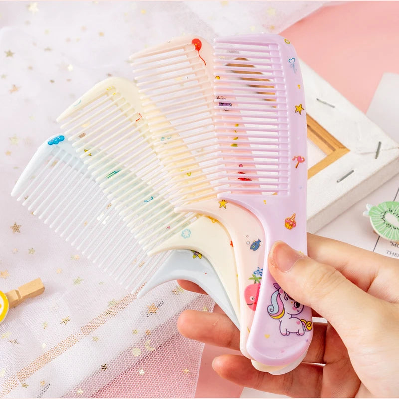 2Pcs Kids Hair Comb Set Cute Portable Anti-Static Plastic Hairdressing Comb For Girls Hair Comb Cartoon Baby Chil