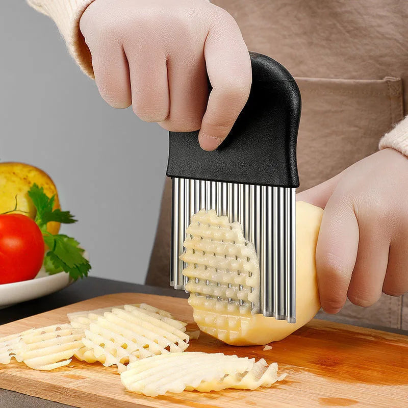 Stainless Steel Wave Knife Potato Cutting French Fry Knife Kitchen Cutter Wolf Fang Tool Potato Knife for Cutting Vegetables