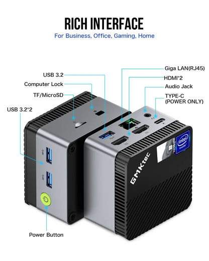 GMKtec G5 n97 mini pc Intel 12th N97 Windows 11 Pro Desktop DDR5 4800MT/s M.2 2242 SATA WiFi5 BT4.2 Protable diy gaming computer