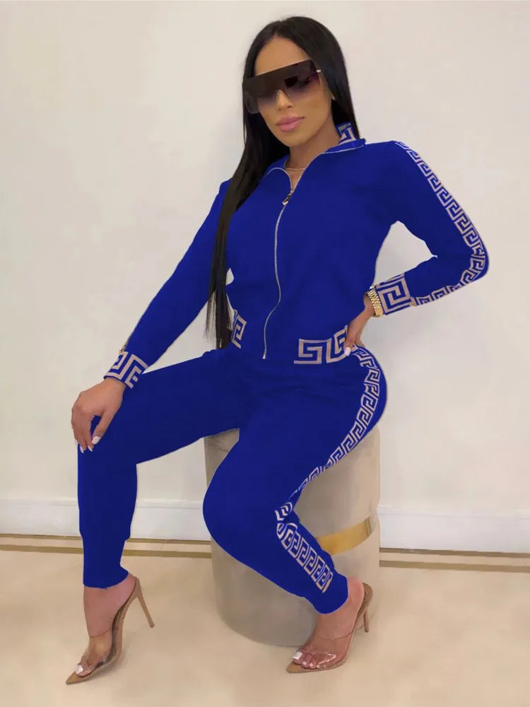 2023 Y2k Women's Sportswear Set Casual Elegant Maze Pattern Printed Fashion Spring Autumn Women's Office Two Piece Set New