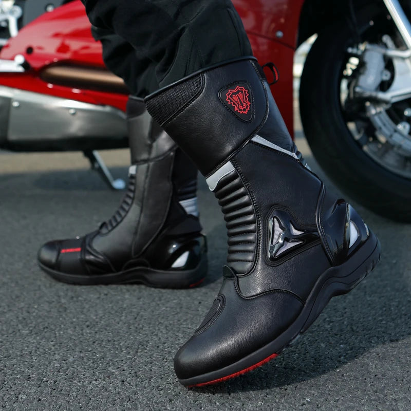 Men Women Motorcycle Boots Riding Mid-Calf Ankle Protective Shoes Moto Motorbike Equipment Racing Long Boot Anti slip waterproof