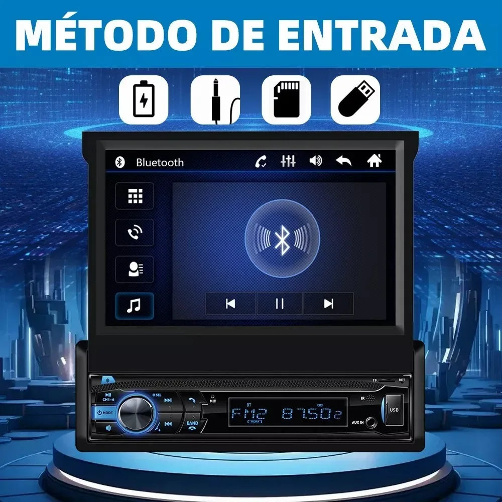 Car Radio with Bluetooth,1 Din，4.2-Channel Audio Output, MirrorLink, 7" Capacitive Touchscreen, Backup Camera, AM/FM Car Stereo