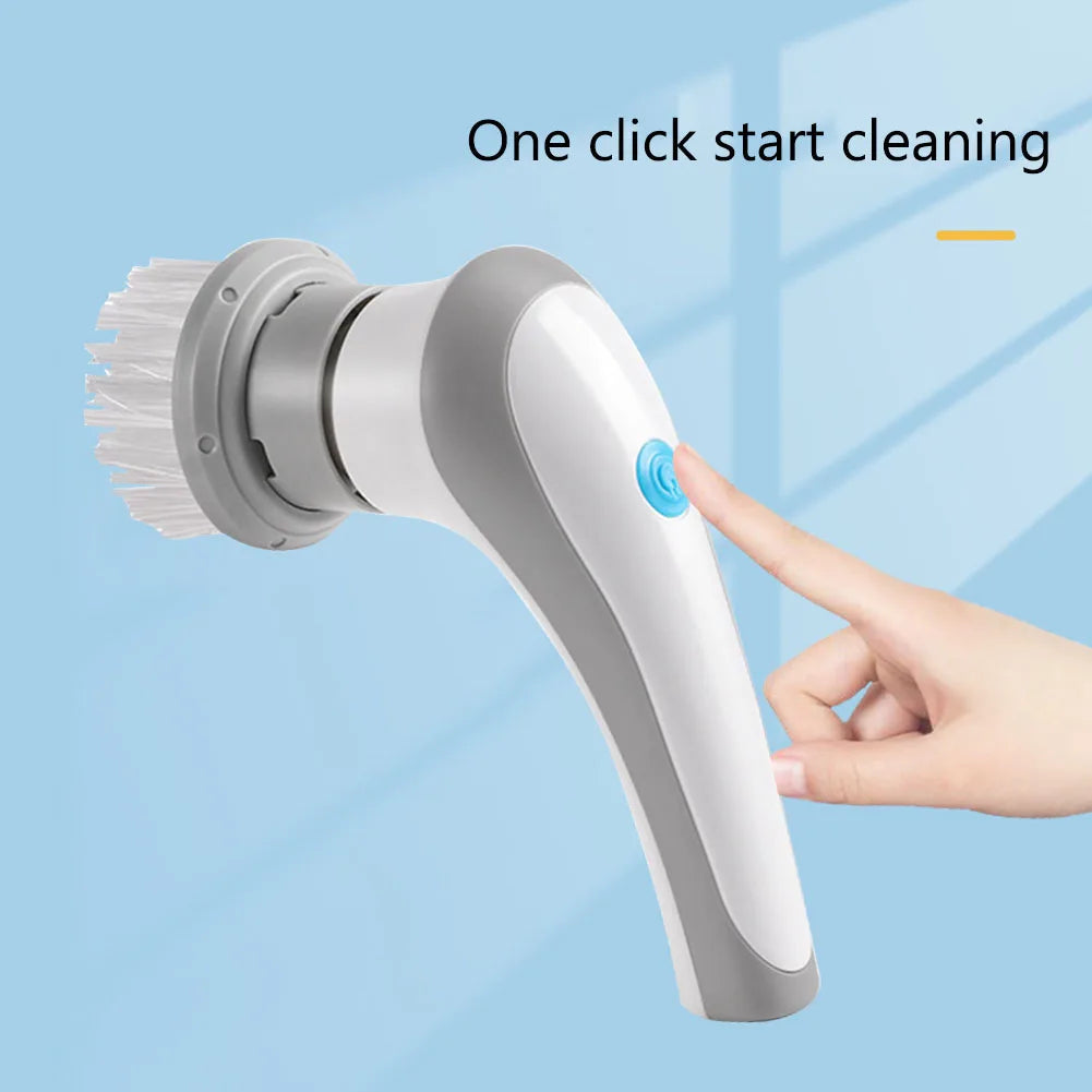 Electric Clean Brush Multifunctional Wireless Clean Brush 360 Degree Rotation 3 Replaceable Brush Heads Bathroom Kitchen Cleaner