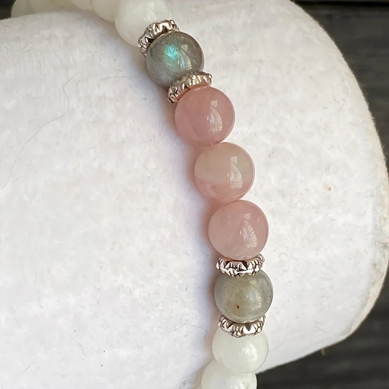 1pc/Moonstone, Labradorite and Rose Quartz Bracelet Calm, Spiritual, New Beginnings, Positive Energy, Protection Stress Relief B