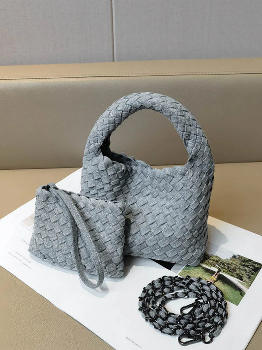 New Designer women's Woven Tote Handbag Denim Striped crossbody bags original brand Fashion luxury woman bag  popular