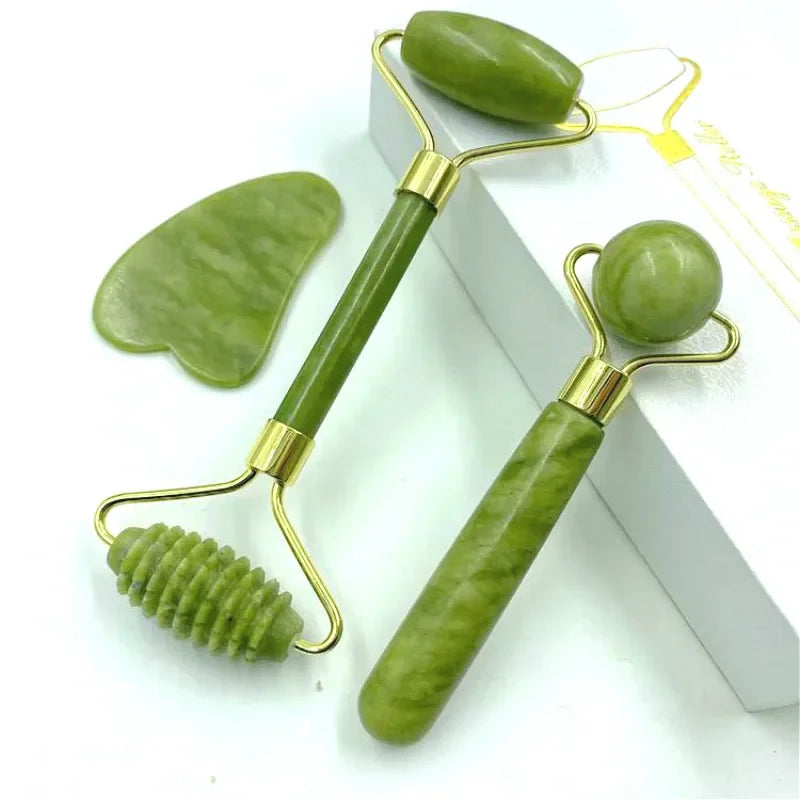 Natural Jade Massage Roller Guasha Board SPA Scraper Stone Facial Anti-wrinkle Treatment Body  Massager Health Care Tools