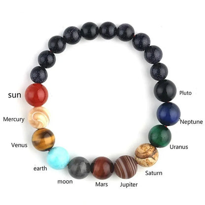 Universe Galaxy Nine Planets Bracelet Natural Healing Stone Men Women's Bracelets Crystal Stone Beads Anti-fatigue Gift Jewelry