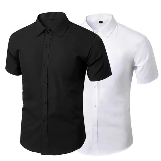 Trendy Summer Shirt Formal Business Comfortable Slim Fit Summer Top  Men Shirt Lapel