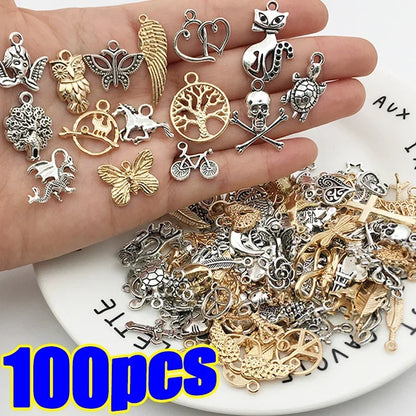 30/100pcs DIY Mixed Cartoon Animal Tree Enamel Charms Beads for Jewelry Making Diy Pendant Neacklace Bracelet Accessaries