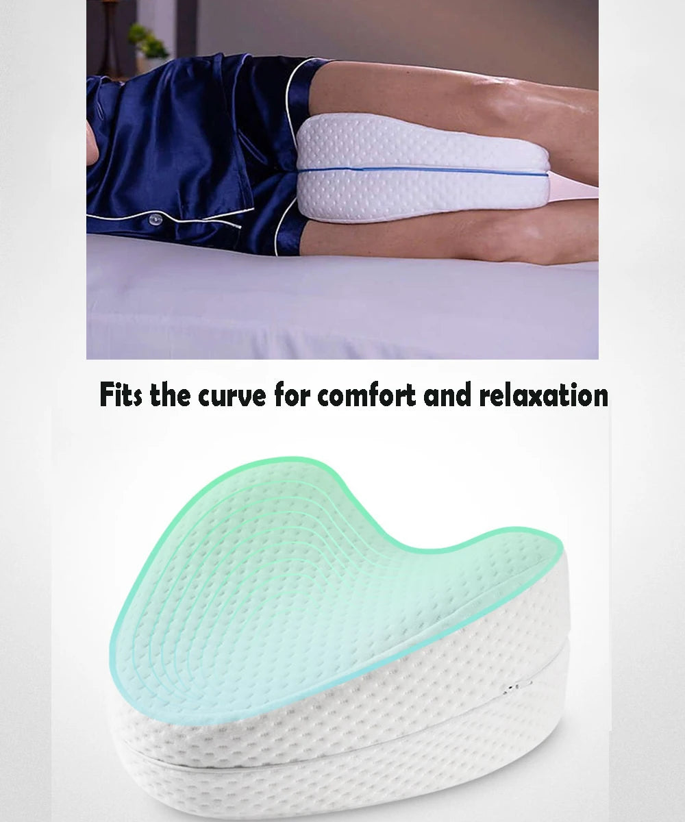 Leg Pillow Side Sleeper Pregnant Woman Pillow Leg Pain Relief Memory Foam Leg Pillow Sleeping Heart Breathable Straps Pillow