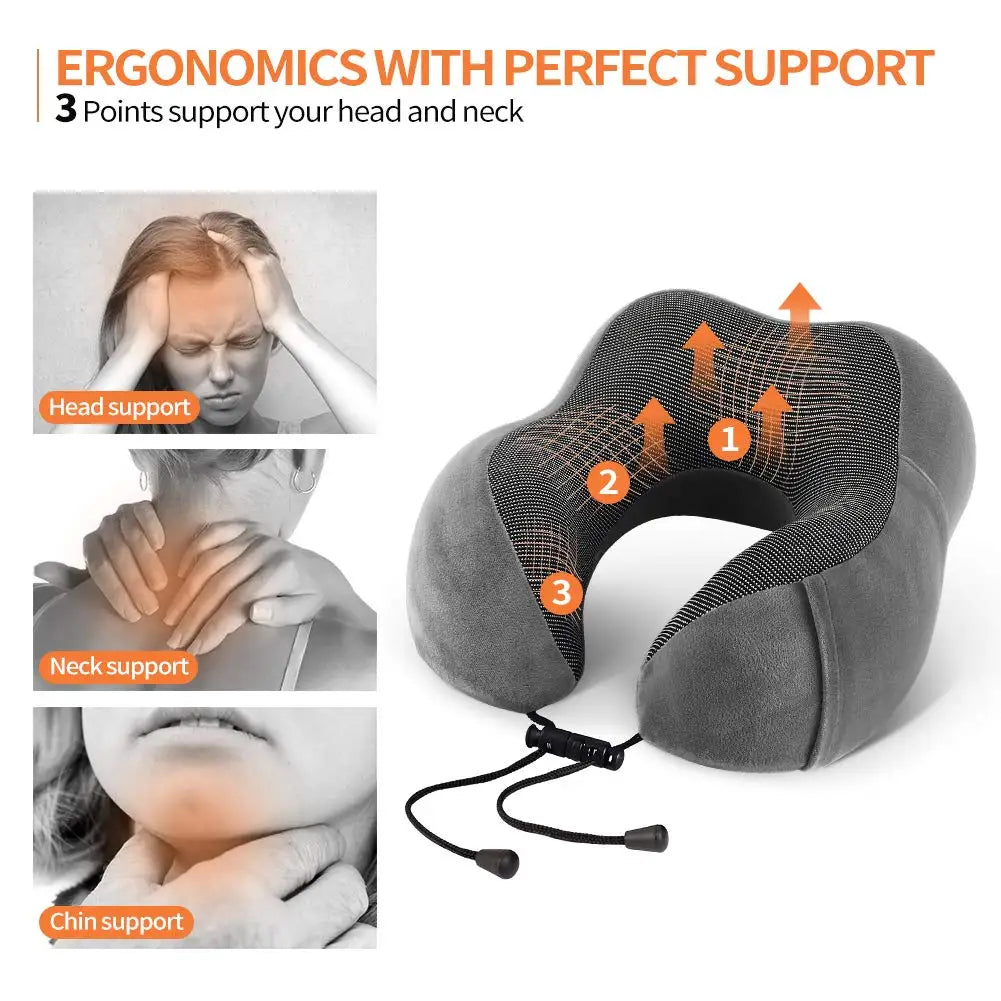 Travel Memory Cotton Pillow U Shaped Pillows Neck Cushion Cervical Healthcare Massage Neck Pillow Airplane Nap Magnetic Ushaped