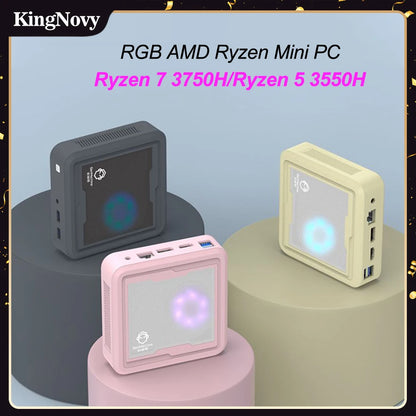 Cheap RGB AMD Mini PC Ryzen 7 3750H 2700U R5 3550H Barebone PC Windows 11 DDR4 NVMe Gaming PC Mini Computer 4K NUC HTPC WiFi