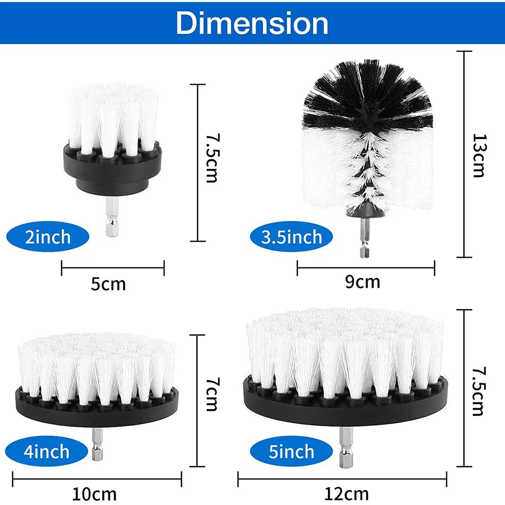 4Pcs Drill Cleaning Brush, 2/3.5/4/5Inch Cleaning Brush for Electric Drill Soft Bristle Carpet Cleaning Brush