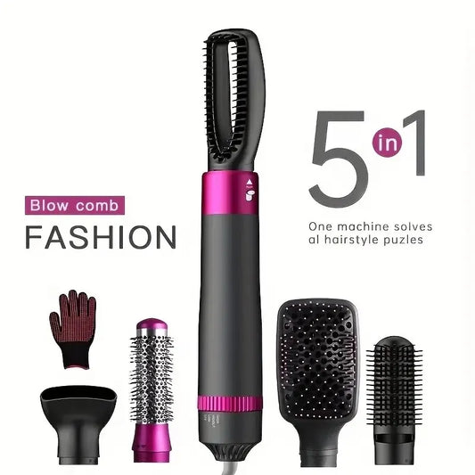 HOMEFISH 5 in 1 Hair Dryer Brush Hot Air Brush & Volumizer Styler Set with Interchangeable Brush Head Negative Ionic Blow Dryer