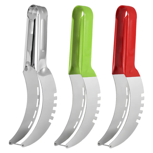 Stainless Steel Watermelon Slicer Cutter Knife with Non-Slip Handle Fruit Slicer Cutter Kitchen Gadgets for Pineapple Cantaloupe