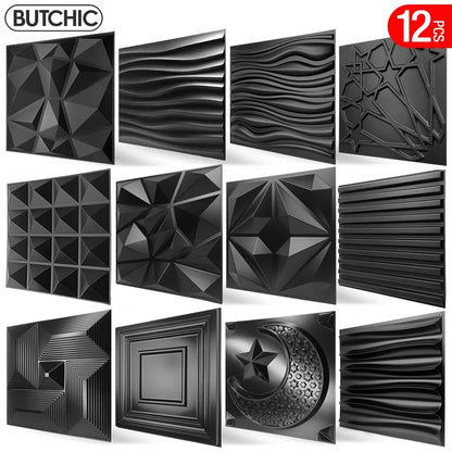 12pcs 30x30cm Super 3D Art Wall Panel PVC Waterproof 3D Wall Sticker Decor Tiles Diamond Design DIY Home Decor 11.81'' X 11.81''