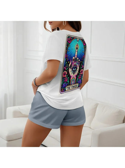 Women's XL-5XL Plus  Size New Fashion Summer Printed Women's Shorts Women's T-shirts Pullover Beautiful Two Piece Clothing Set