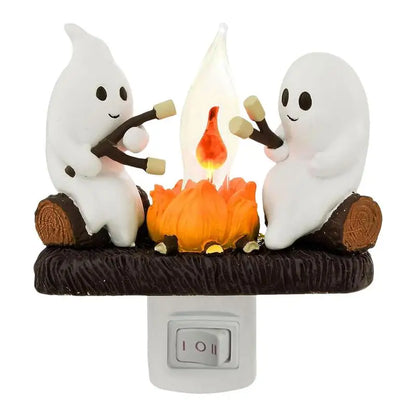 Ghost Campfire Flickering Night Light Lantern Flicker Flame Nightlight 3D LED Small Electric Faux Lantern Halloween Indoor Decor