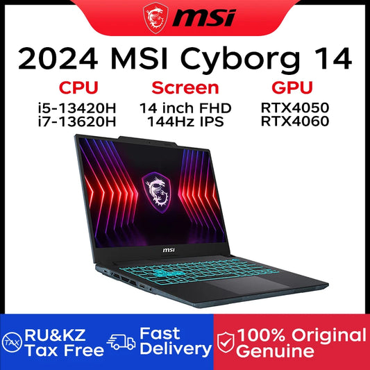 2024 MSI Cyborg 14 Gaming Laptop 14 Inch FHD 144Hz IPS Screen Notebook i5-13420H 16GB 512GB SSD RTX4050 Netbook Laptop Computer