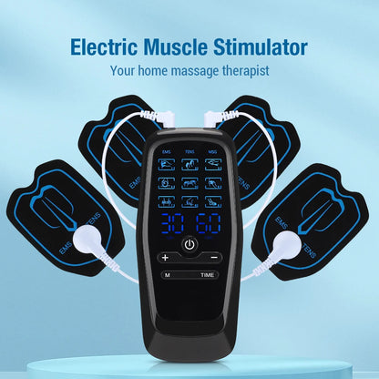 Tens Muscle Electrostimulator Massager Machine Dual Low Frequency Patch Relaxation Treatment 9 Mode Body Massager