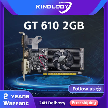 Kinology GT610 Graphics Card 2GB/DDR3/64bit Memory Video Card Computer Graphics Card with HD+VGA Ports for Office Entertainment