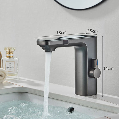 Smart Sensor Basin Faucet Digital Display Screen Hot Cold Water Mixer Tap Vanity Touchless Faucet For Bathroom Basin Taps Crane