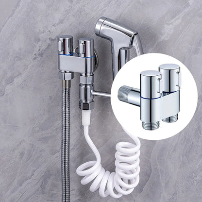 Zinc Alloy Angle Valve Wall Mount Toilet Bidet Sprayer Set 1 In 2 Out Water Cleaning Sprayer for Bathroom Toilet Accessories New