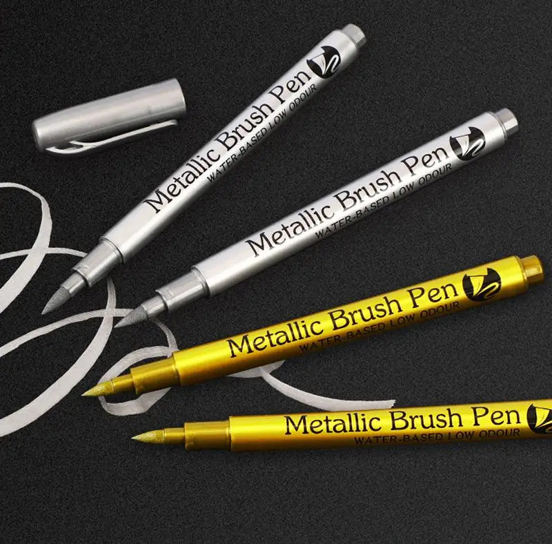 Metallic Pen Gold Silver Epoxy Resin Mold Drawing Pen Acrylic Paint DIY Silicone Mold Highlight Permanent Marker Handmade