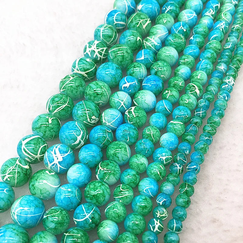 4/6/8/10mm Double Colored Glass Beads Loose Spacer Beads Painted Charm for Jewellery Making DIY Bracelet Necklace Accessories