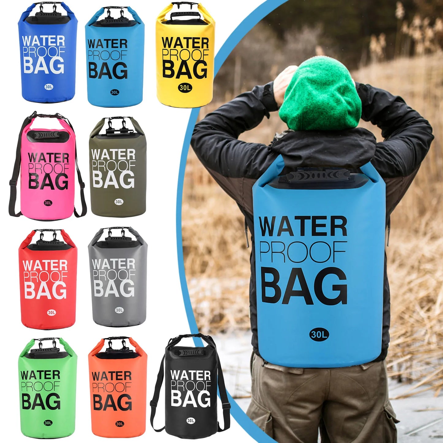 Waterproof Dry big Bag 30L Roll Top Sack Keeps Gear Dry For Rafting Boating Swimming Camping Hiking Fishing Waterproof backpack