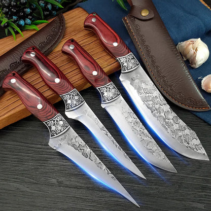 Kitchen Boning Knife Chef Butcher Meat Cleaver Stainless Steel Fruit Paring Knife Cut Meat Pork Beef Fish Cutting Wood Handle