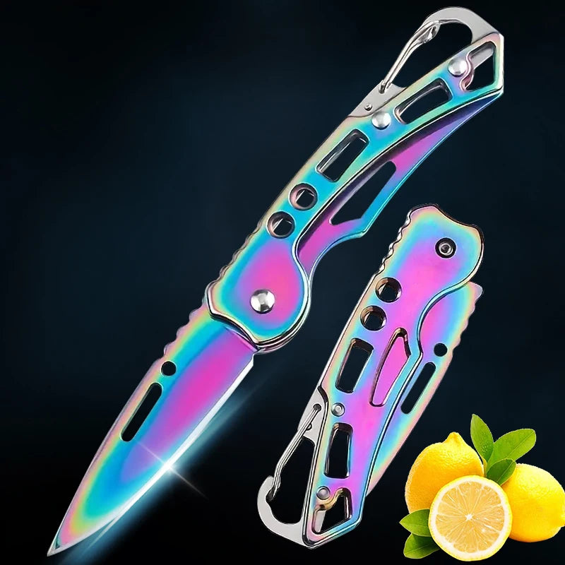 Folding Fruit Knife, Stainless Steel Outdoor Knife with Non-slip Handle for Kitchen Accessories Pocket Knife