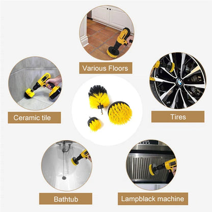 3Pcs Electric Scrubber Brush Drill Brush Kit Plastic Round Kitchen Cleaning Brush for Carpet Glass Home Cleaner Toilet Tools Kit