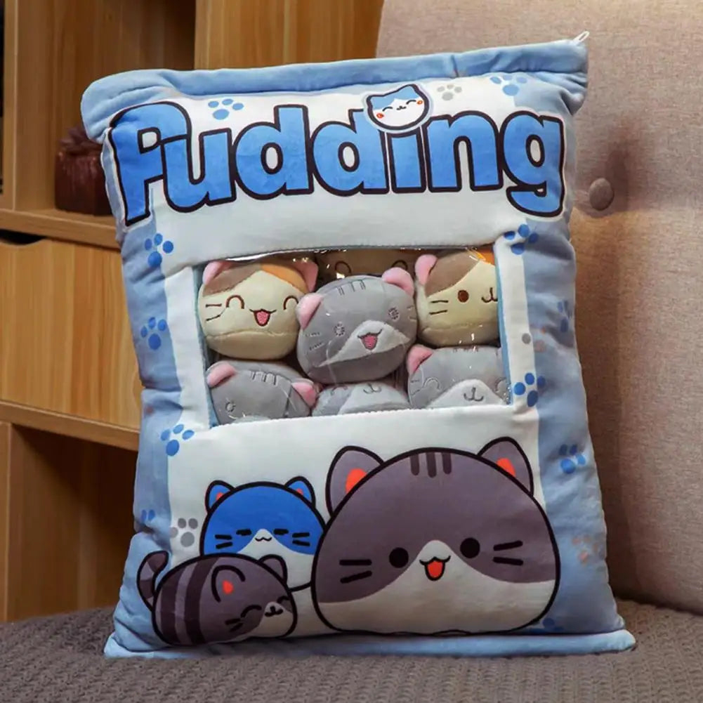 Creative Cat Snack Pillow Pudding Decorative Stuffed Dolls With Cat Pudding Kawaii Toy Cute Plush Plush Pillow Animal Gifts New