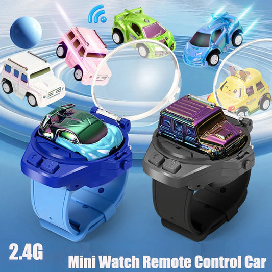 2.4G Children's Mini Watch Remote Control Car Toy Novelty RC Car Toy Cartoon Portable USB Charging Watch Car Kid Birthday Gift