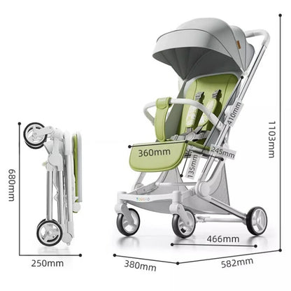 Foldable Four Wheels Cart Comfortable  Portable Lightweight Baby Stroller Can Sit or Lie Down Aluminum alloy Children's Cart