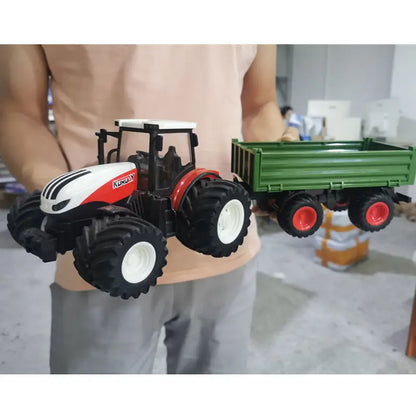 1/24 RC Farmer Toys Set Tractor Trailer with LED Headlight 2.4G Remote Control Car Truck Farming Simulator for Children Kid Gift