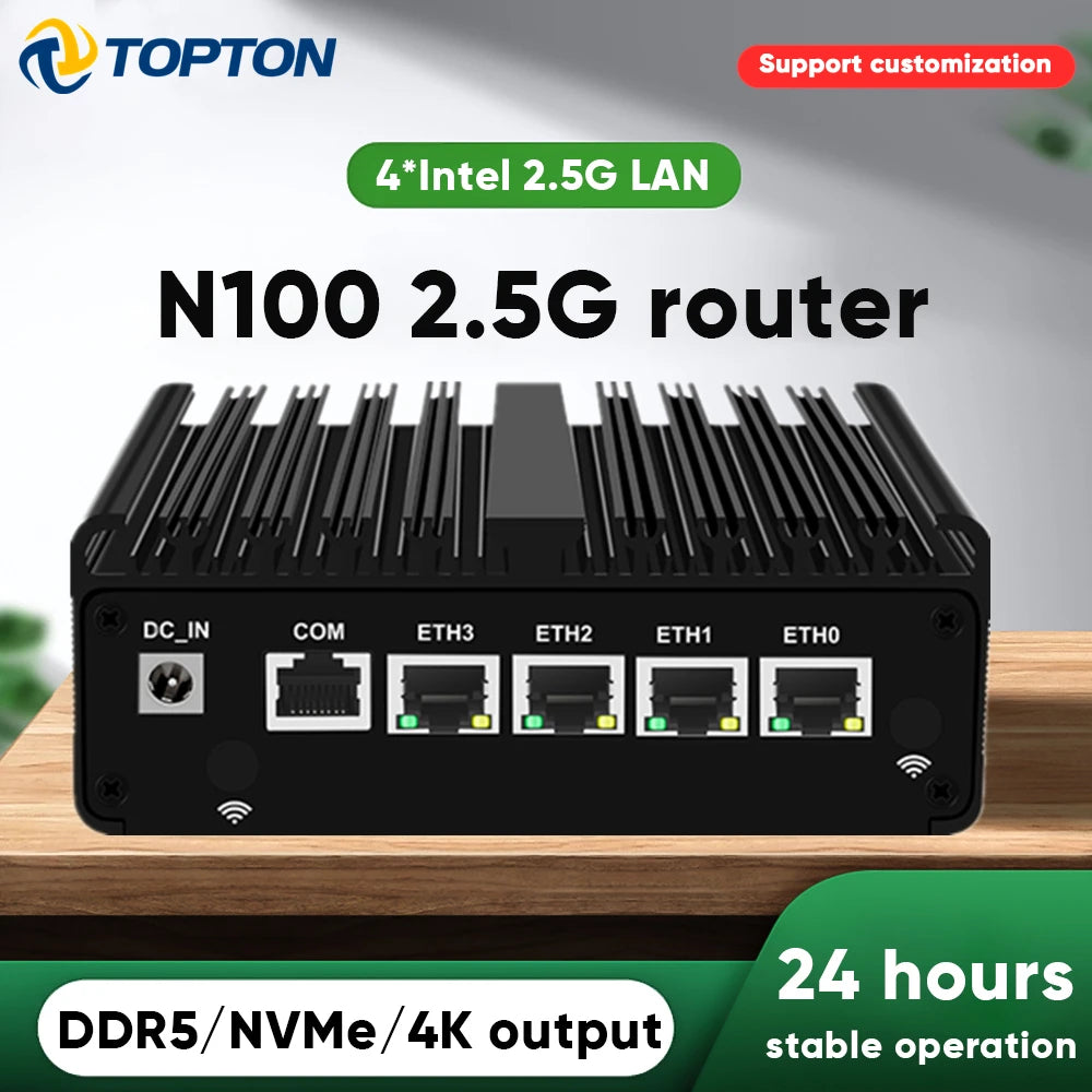 12th Gen Intel N100 Firewall Router 4x i226-V 2.5G LAN N5105 N6000 J4125 NVMe Fanless Mini PC Barebone Computer Proxmox pfSense